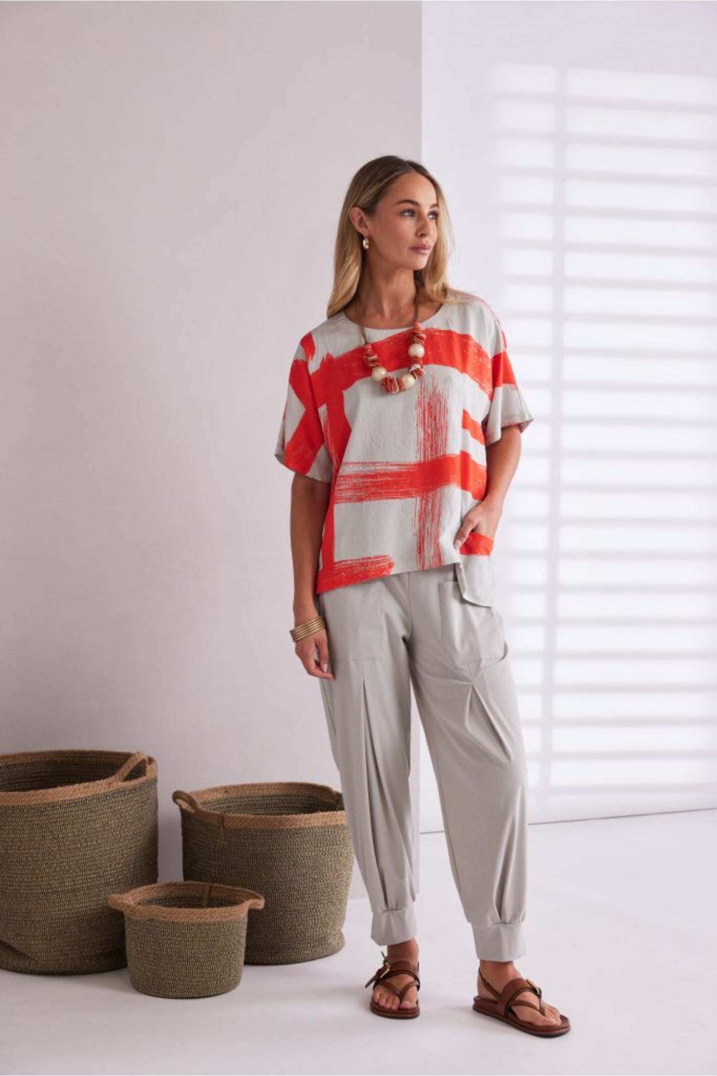 NAYA Slim Leg Travel Trousers with Tab Hem Ash | Dotique – Dotique