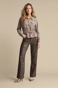 Red Button SRB5077A Colette Faux Leather Trousers L31 Espresso shown on model Shop Red Button at Dotique