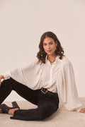 Dotique ivory NKN Nekane blouse with batwing sleeves and flowing silhouette