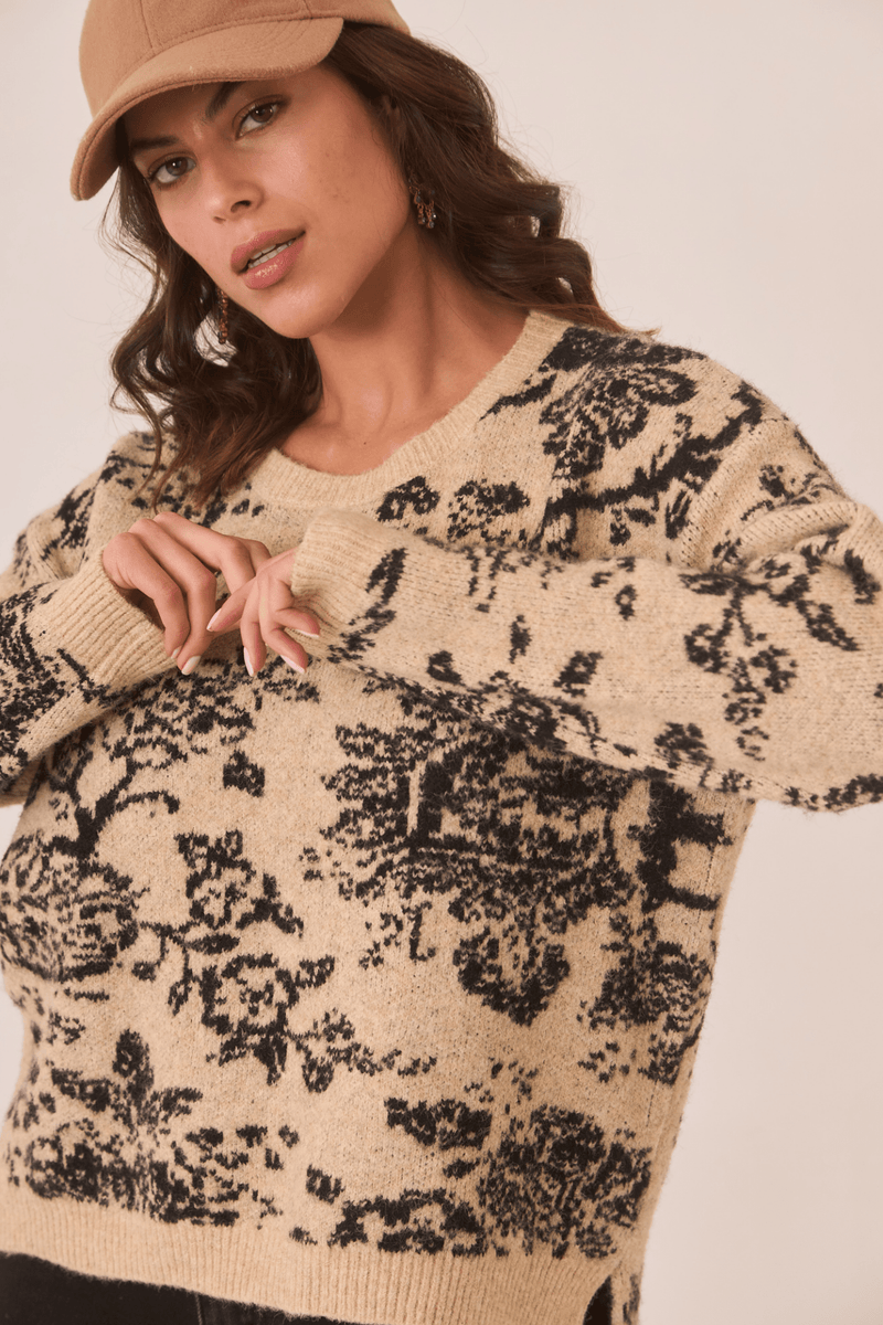 NKN Nekane Lune Floral Jacquard Sweater - Camel – Dotique