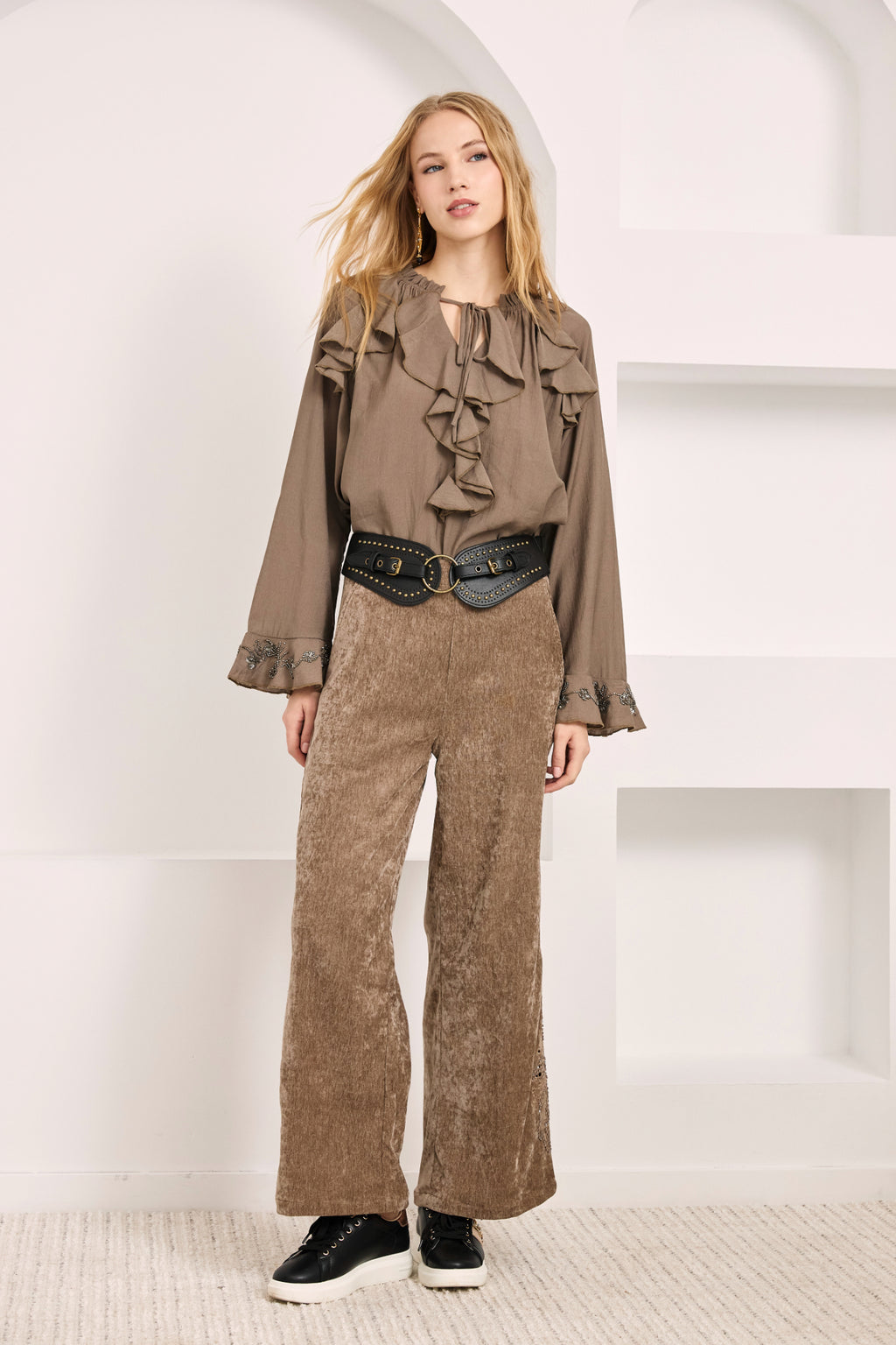 NKN Nekane NI.BORU Viscose Blouse With Flared Sleeves And Beading Embroidery