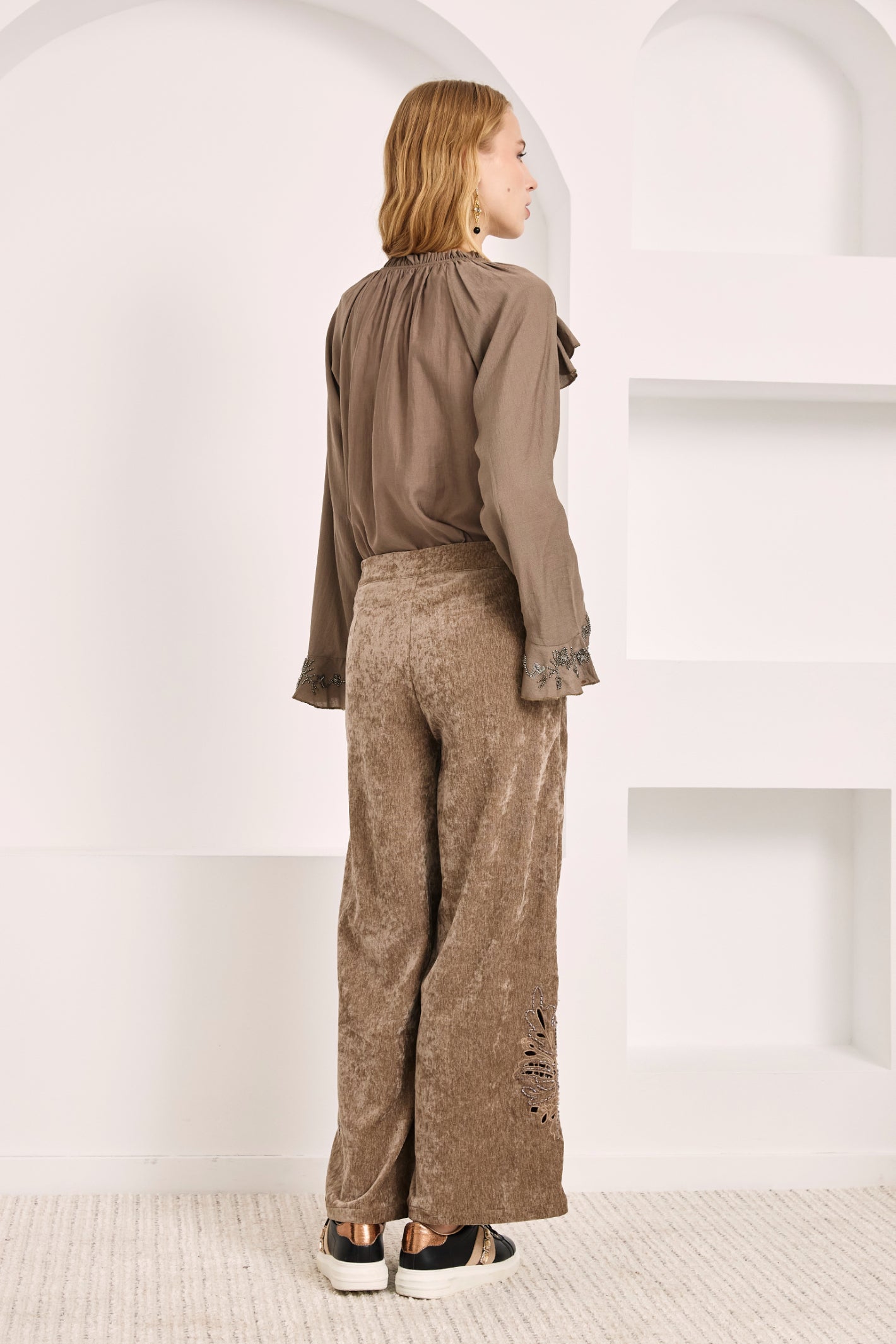 NKN Nekane NI.BORU Viscose Blouse With Flared Sleeves And Beading Embroidery