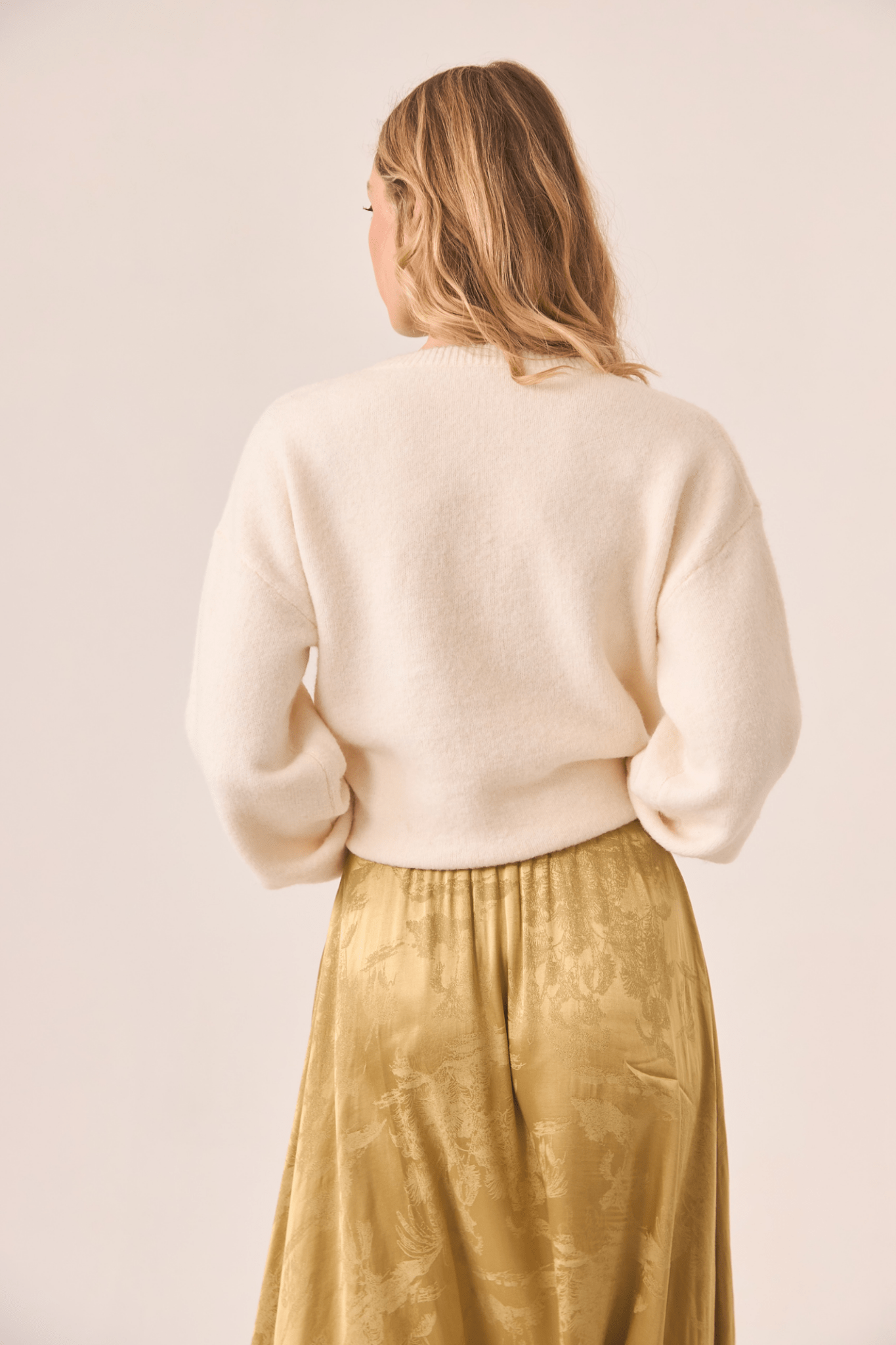 Dotique ivory NKN Nekane jumper with tone-on-tone floral embroidery and crew neckline
