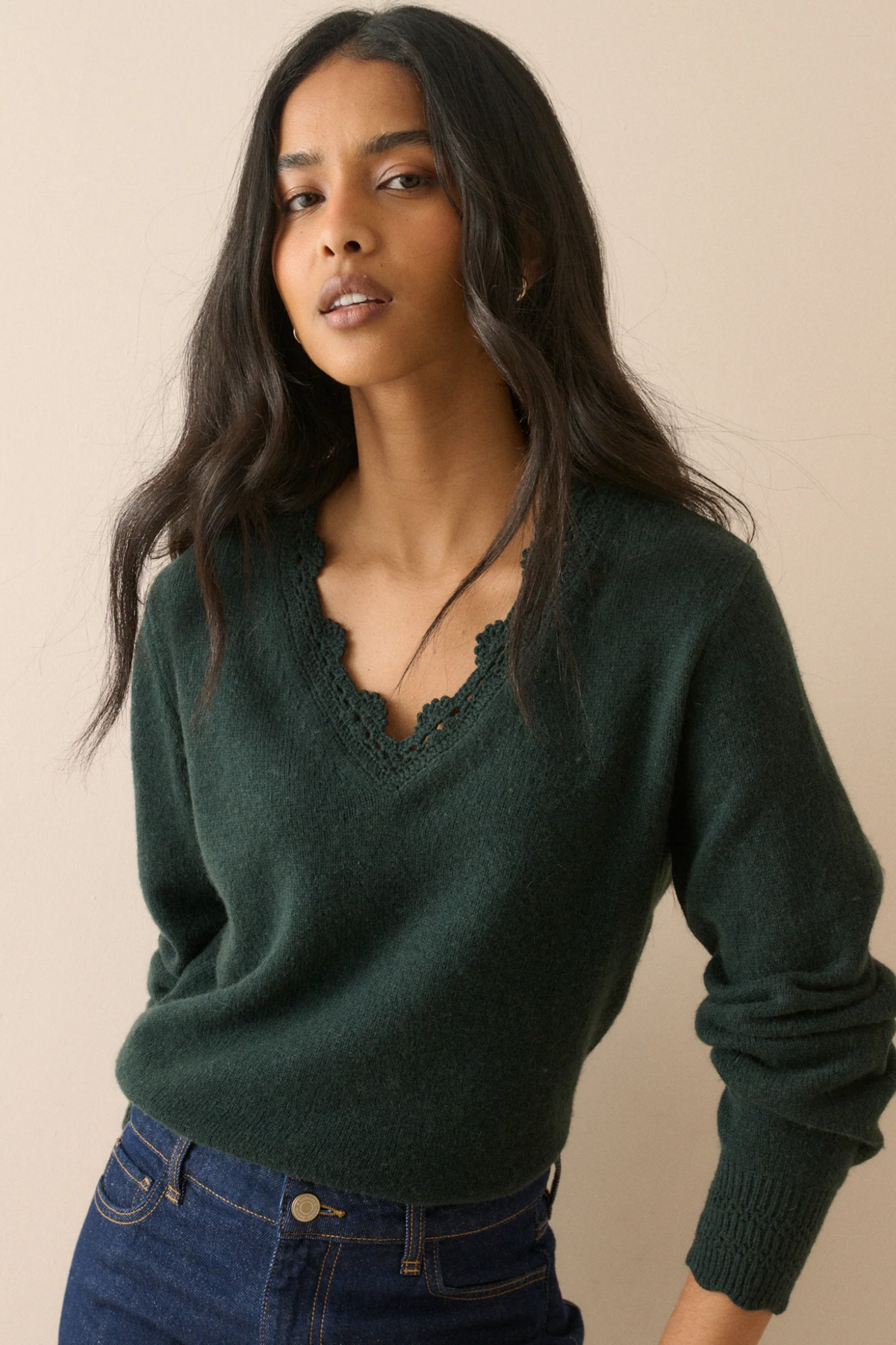 Nobody's Child 2516242003 Crochet Trim Low Back Jumper Green. Shop Nobody's Child at Dotique.