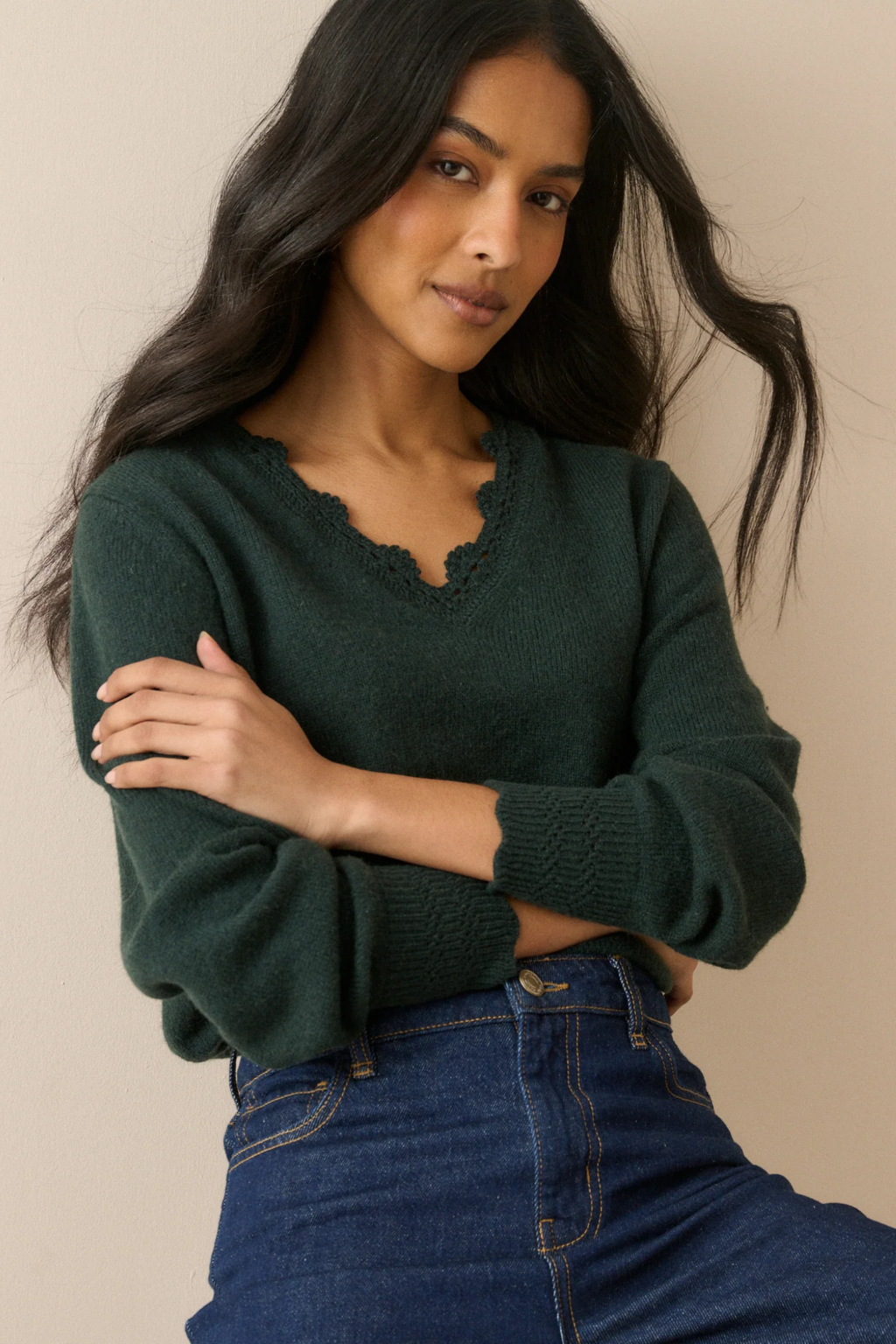 Nobody's Child 2516242003 Crochet Trim Low Back Jumper Green. Shop Nobody's Child at Dotique