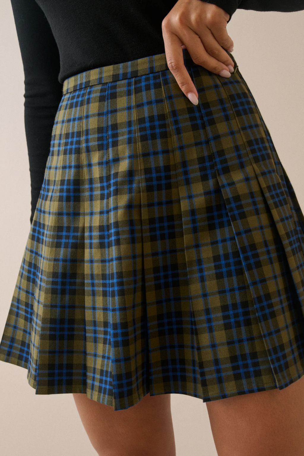 Nobody's Child Twiggy Green Tartan Pleated Mini Skirt by Nobody's Child. Shop Nobody's Child at Dotique.