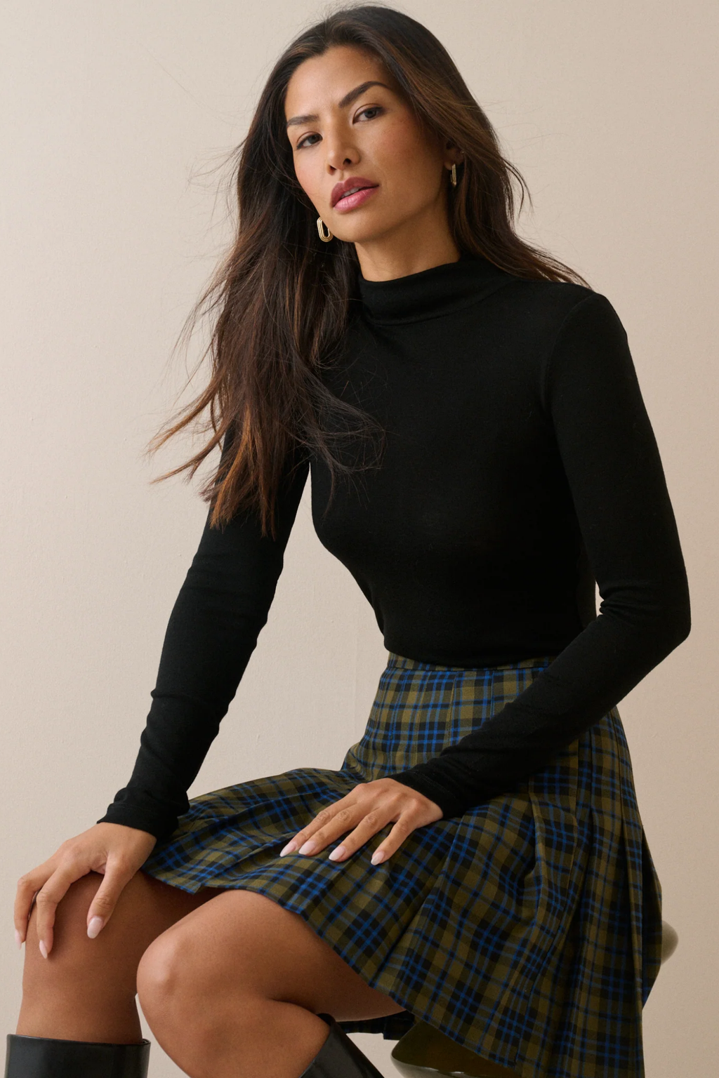 Nobody's Child Twiggy Green Tartan Pleated Mini Skirt by Nobody's Child Shop Nobody's Child at Dotique