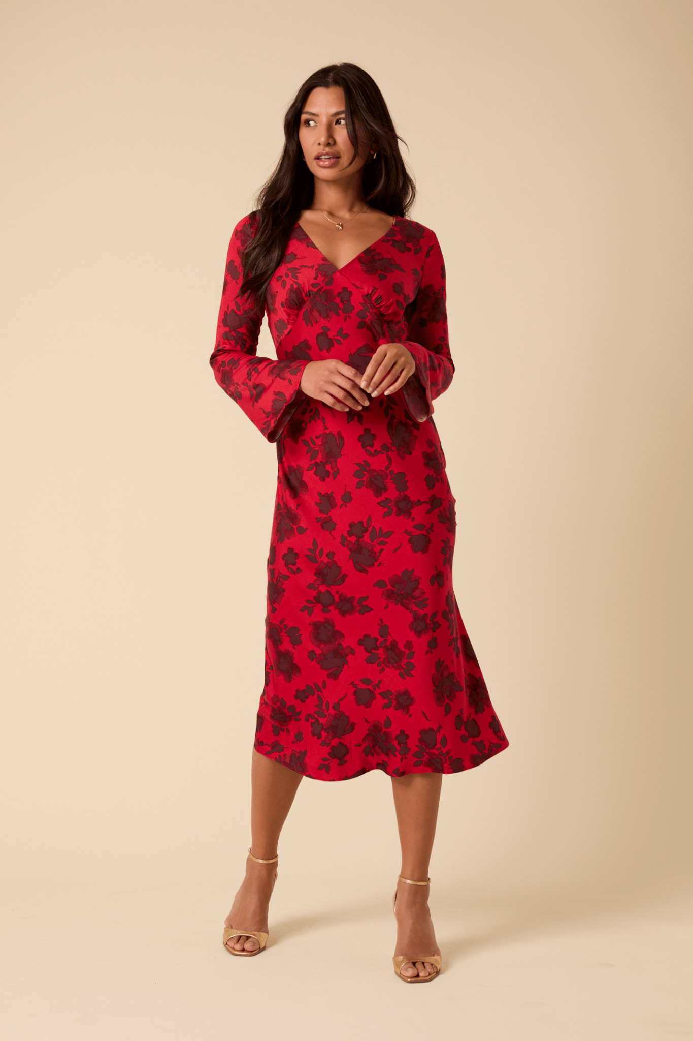 Nobody’s Child D253922 Red Floral Josie Midi Dress - Dotique - Nobody’s Child