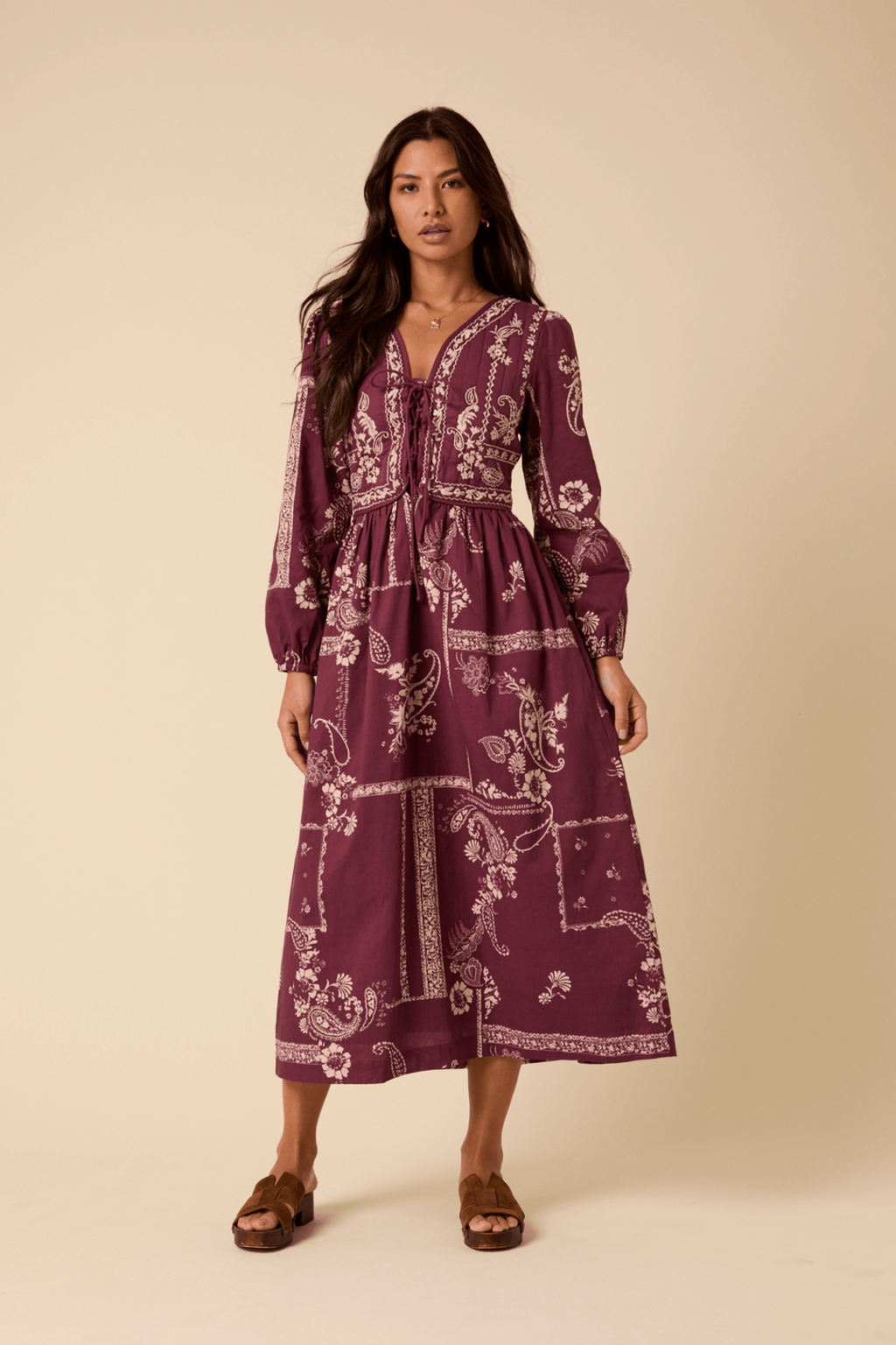 Nobody’s Child D253932 Burgundy Monroe Midi Dress - Dotique - Nobody’s Child
