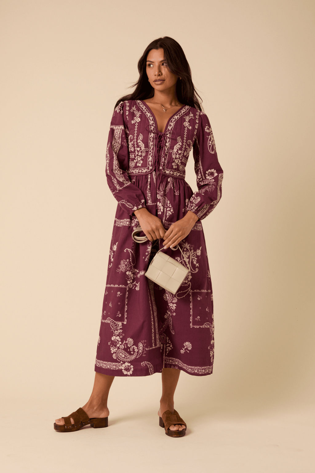 Nobody’s Child D253932 Burgundy Monroe Midi Dress - Dotique - Nobody’s Child