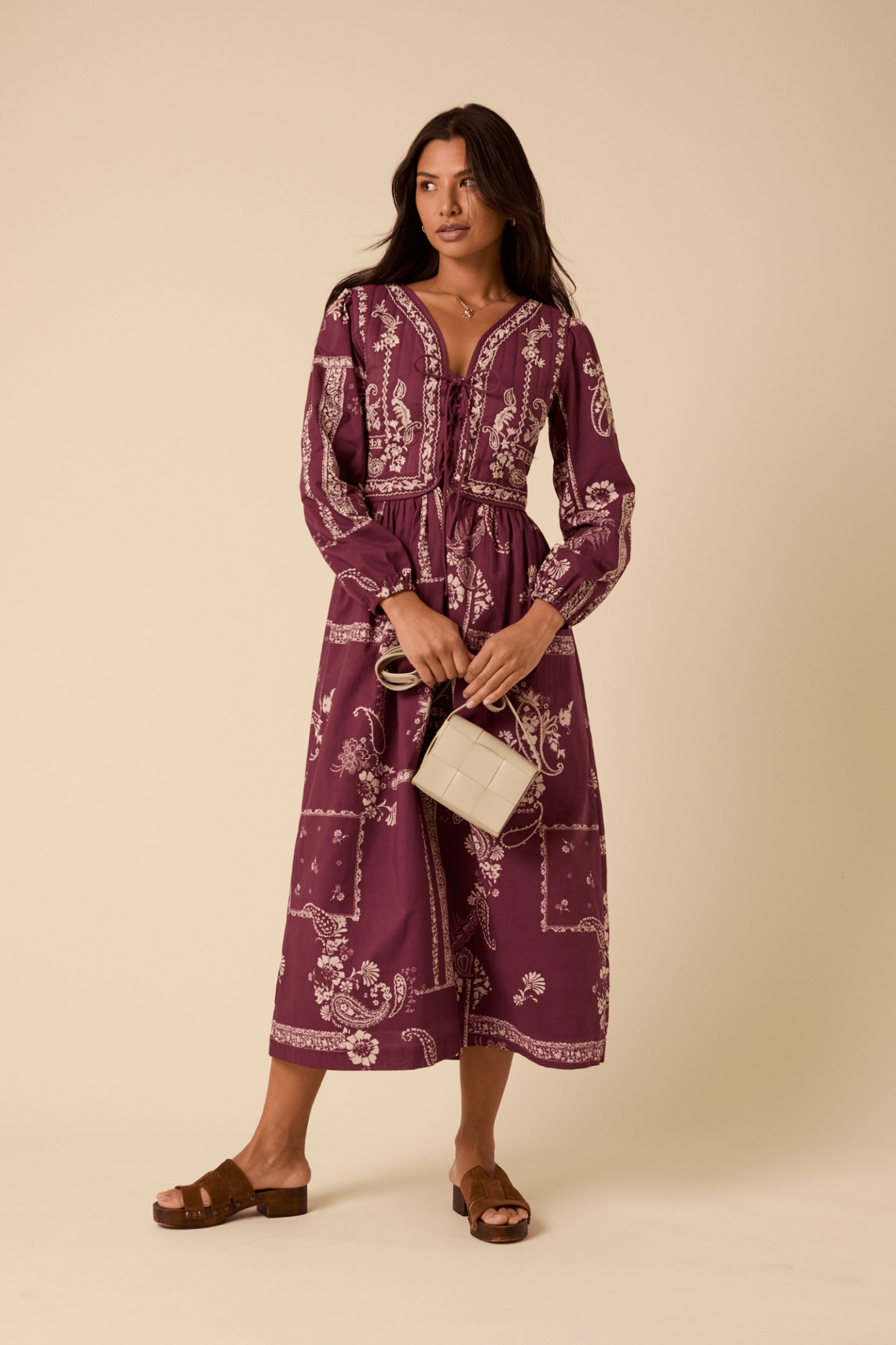 Nobody’s Child D253932 Burgundy Monroe Midi Dress - Dotique - Nobody’s Child