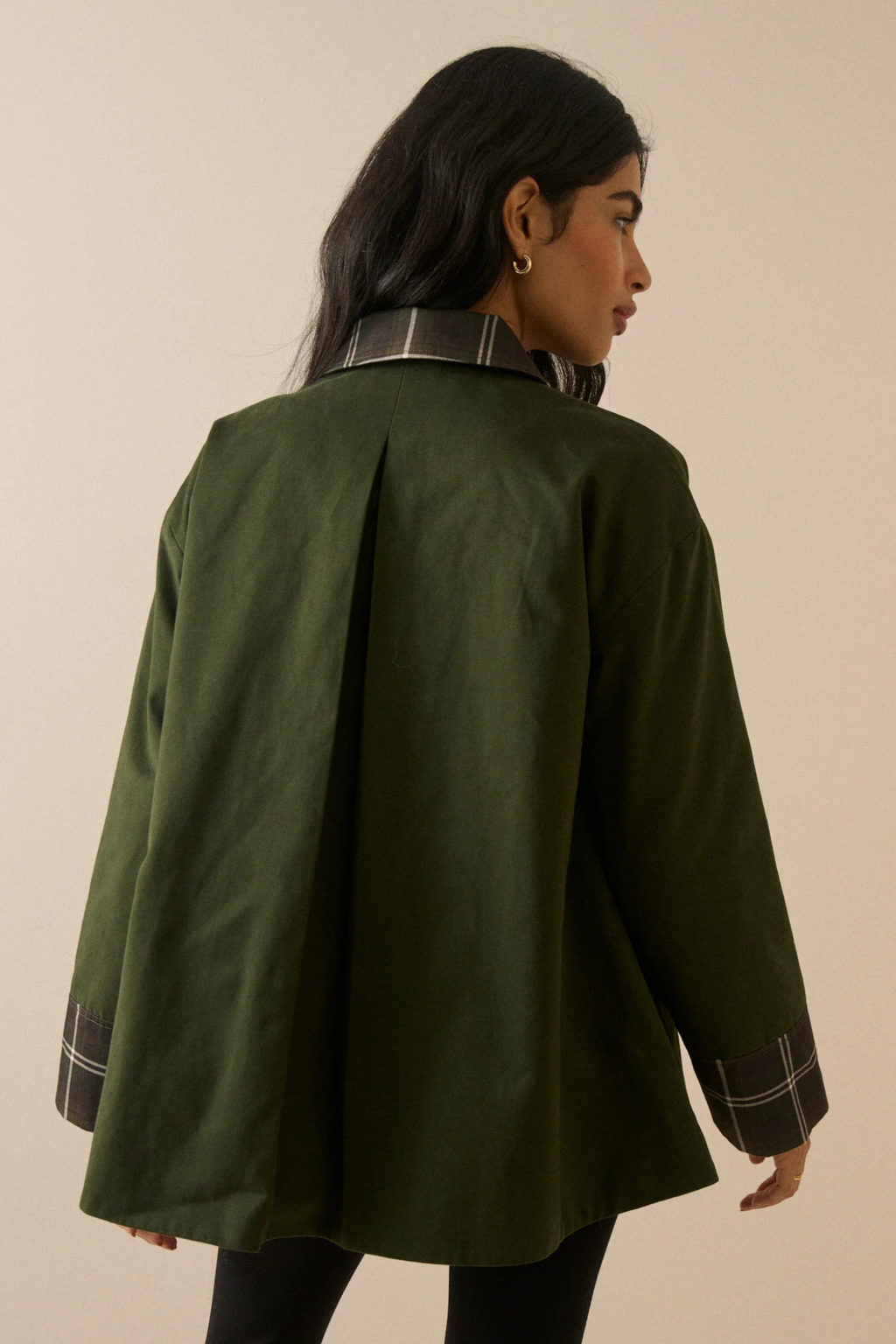 Nobody's Child Fion Khaki Tartan Trim Country Jacket