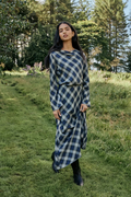 Nobody's Child Navy Check Otto Maxi Skirt