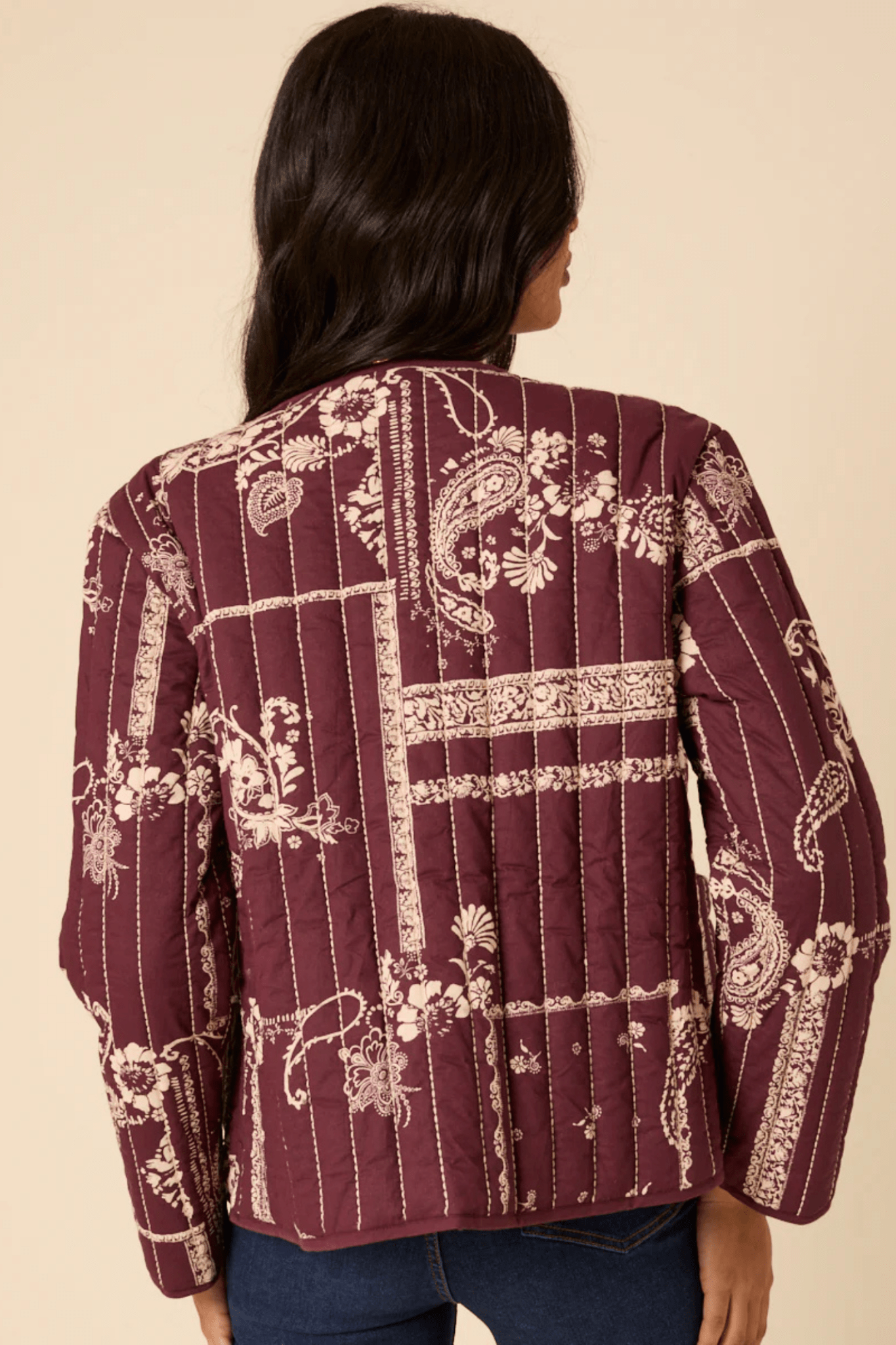 Nobody’s Child O254068 Burgundy Floral Reversible Quilted Jacket - Dotique - Nobody’s Child