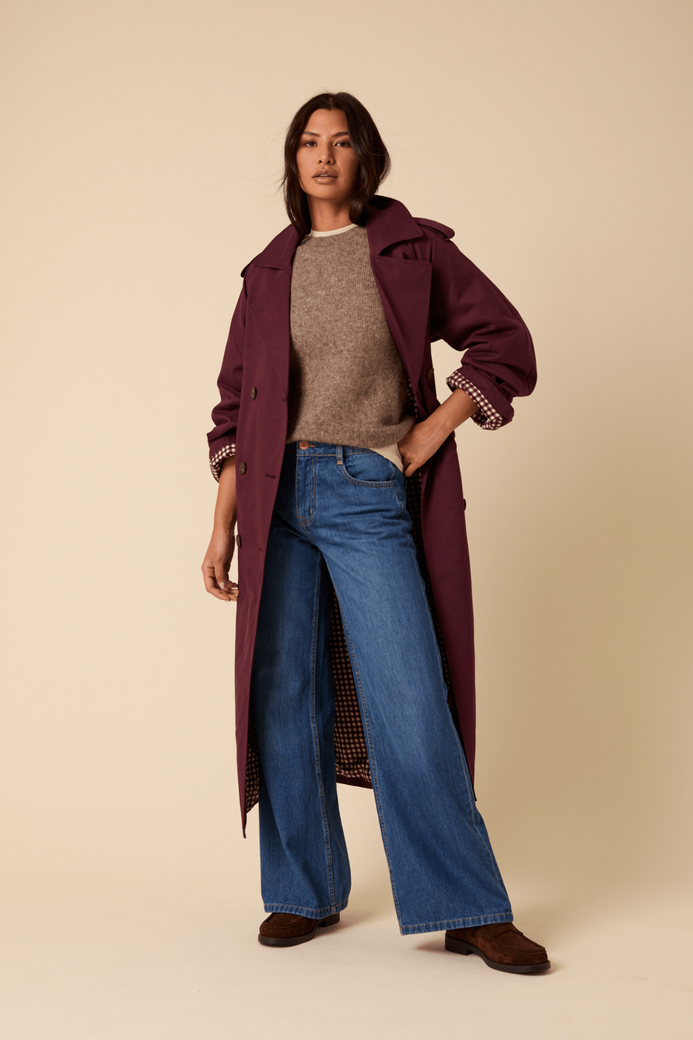 Nobody’s Child O254120 Burgundy Okasan Trench Coat - Dotique - Nobody’s Child