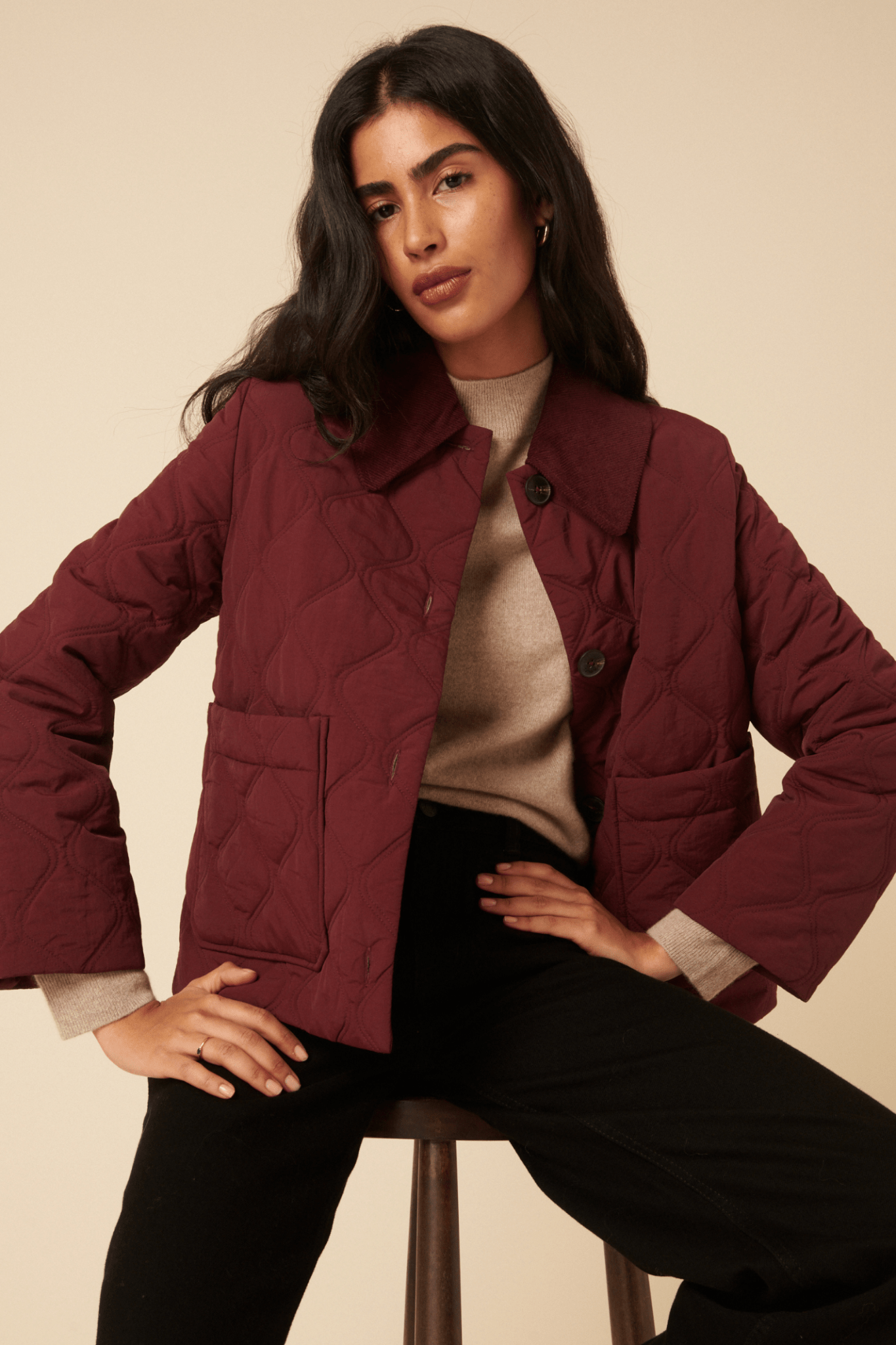 Nobody’s Child O254124 Burgundy Wimslow Quilted Jacket - Dotique - Nobody’s Child