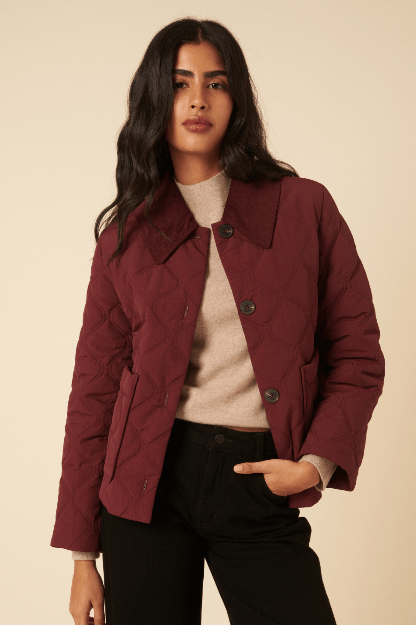 Nobody’s Child O254124 Burgundy Wimslow Quilted Jacket - Dotique - Nobody’s Child