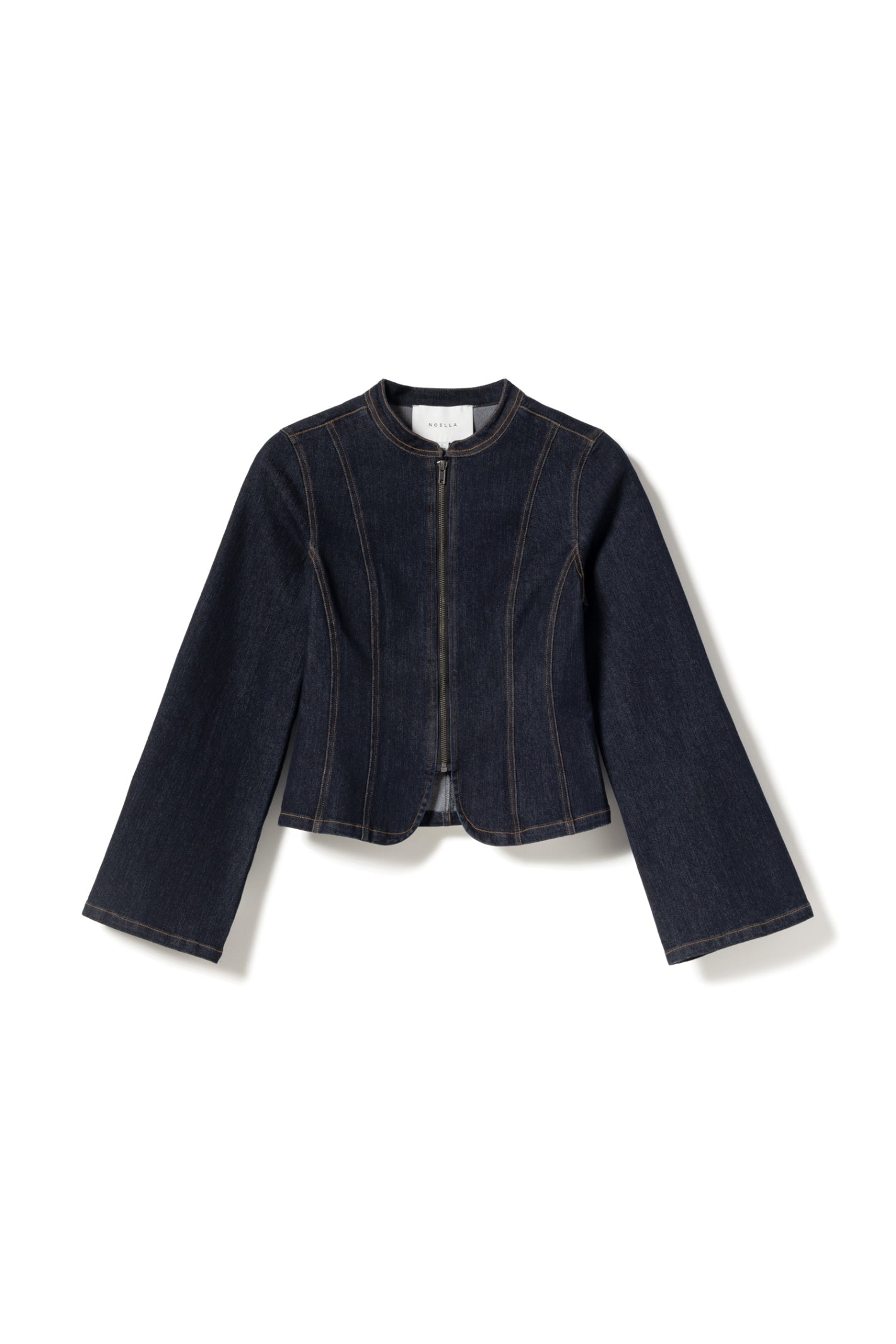 Front view of Noella  15080001 N-Mazie Jacket Blue Unwashed by noella available to shop noella at Dotique