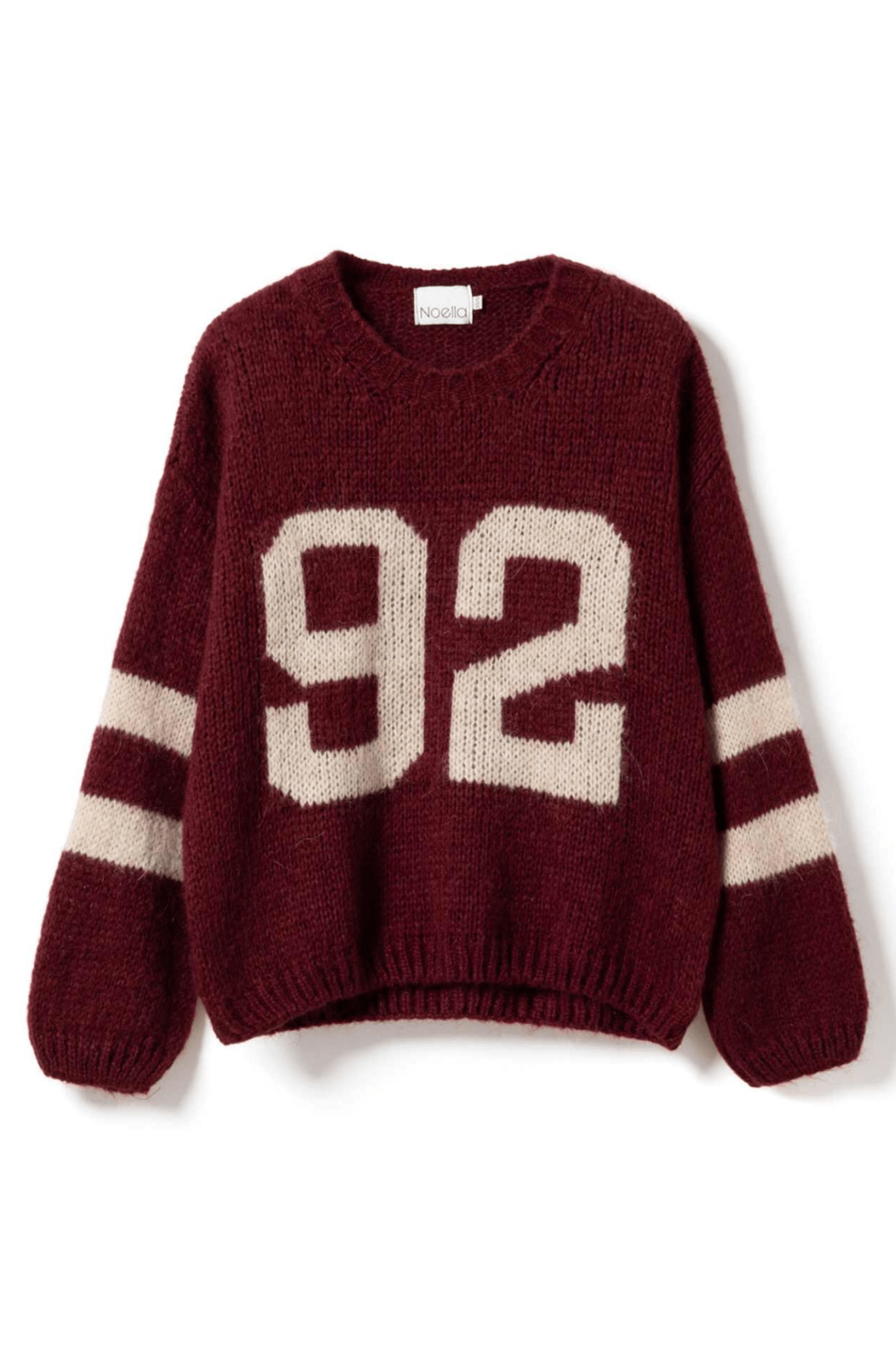 Noella 13990001 Ninety - Two Knit Jumper Bordeaux Ivory - Dotique - Noella