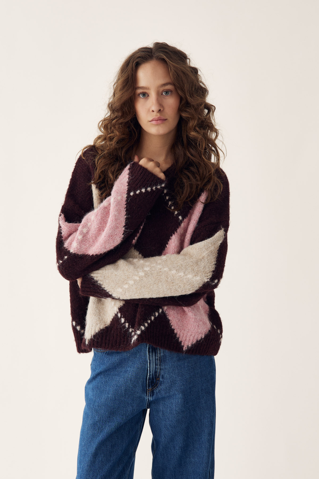 The Noella Lai Knit Jumper in Winetasting Mix brings a softer, more feminine take on the Highland Romance trend. Shop Noella at Dotique.
