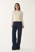 Dotique Noella 15040001 N-Maddison Knit Cardigan in ivory with textured knit and silver buttons