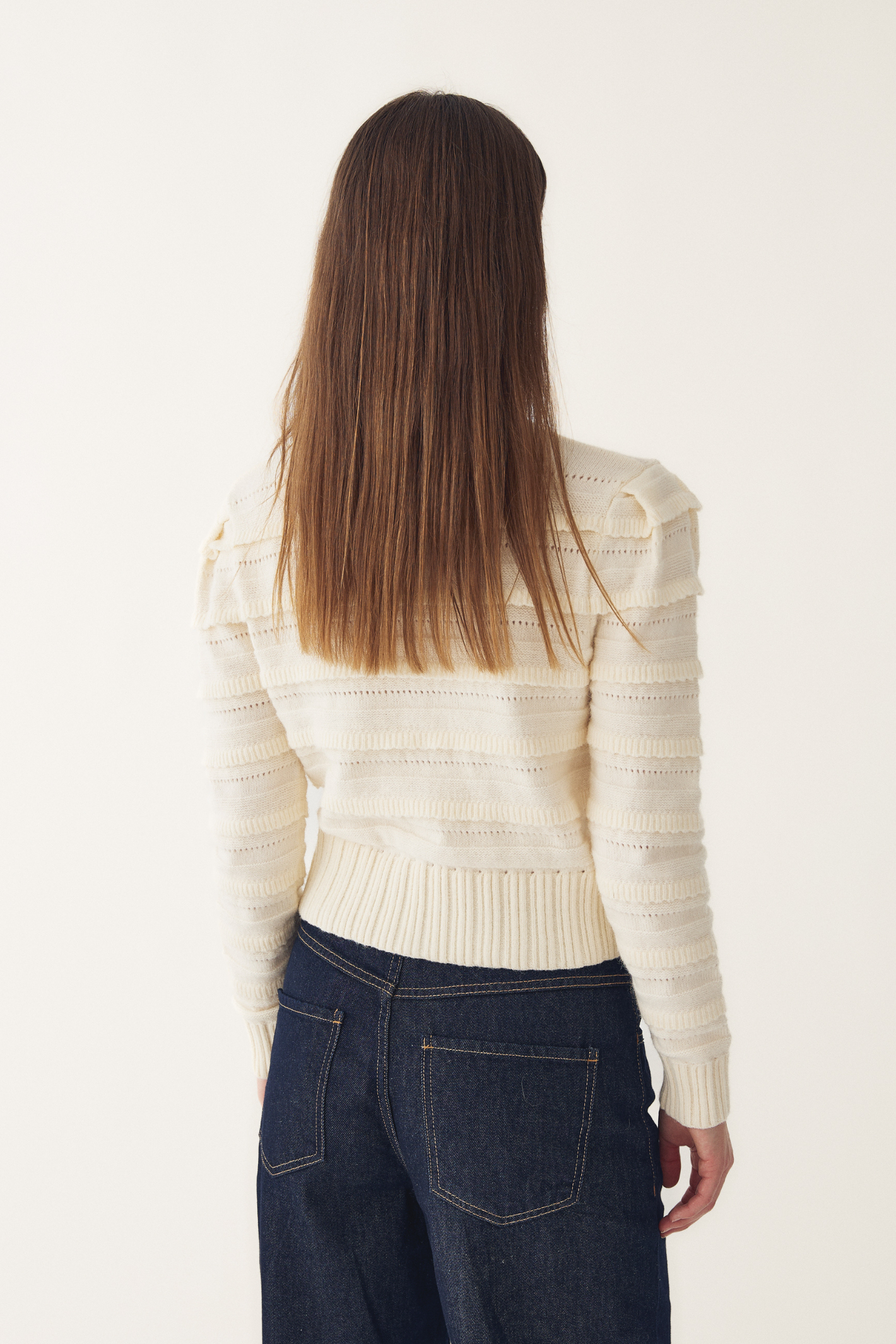 Dotique Noella 15040001 N-Maddison Knit Cardigan in ivory with textured knit and silver buttons