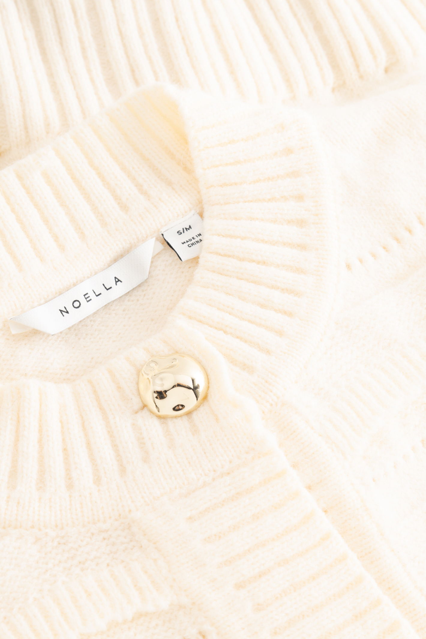 Dotique Noella 15040001 N-Maddison Knit Cardigan in ivory with textured knit and silver buttons