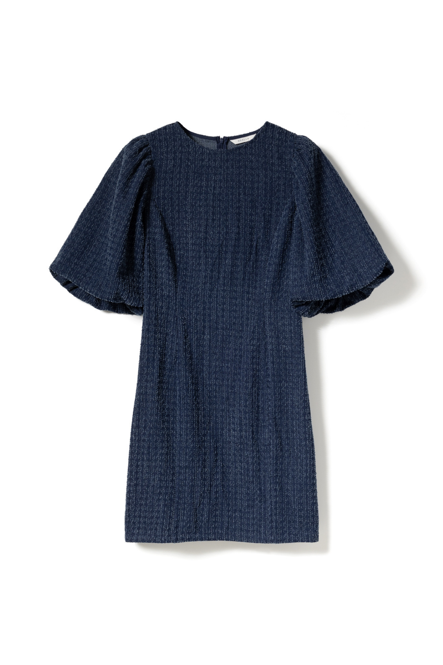 Noella N-Michaela Dress 15290001 in dark blue wash with puff sleeves – Dotique