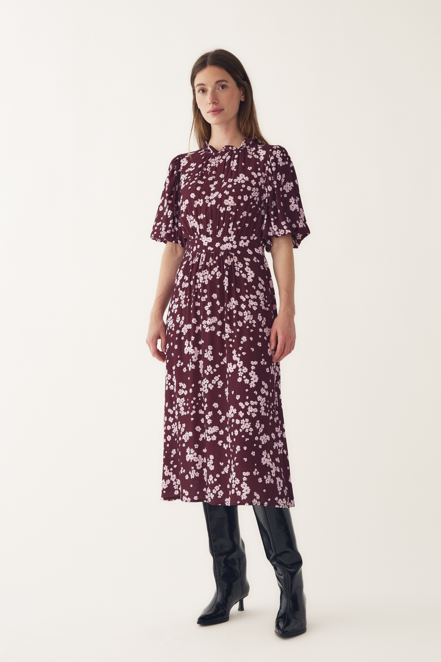 Noella N-Ruth Dress 15130002 in Deja Burgundy floral print – Dotique