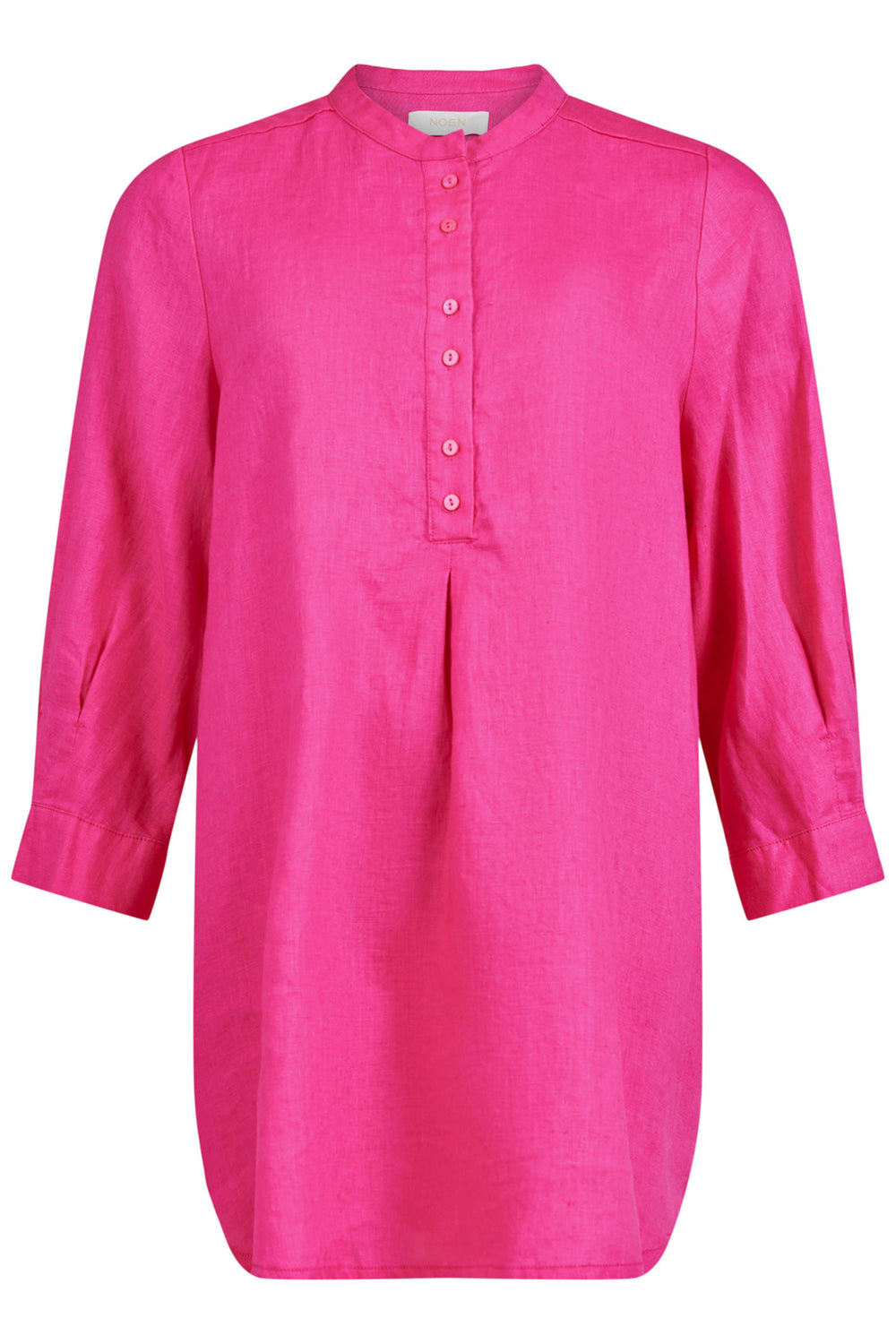 Noen 141-83461 Raspberry Pink Collarless Linen Tunic Top - Dotique