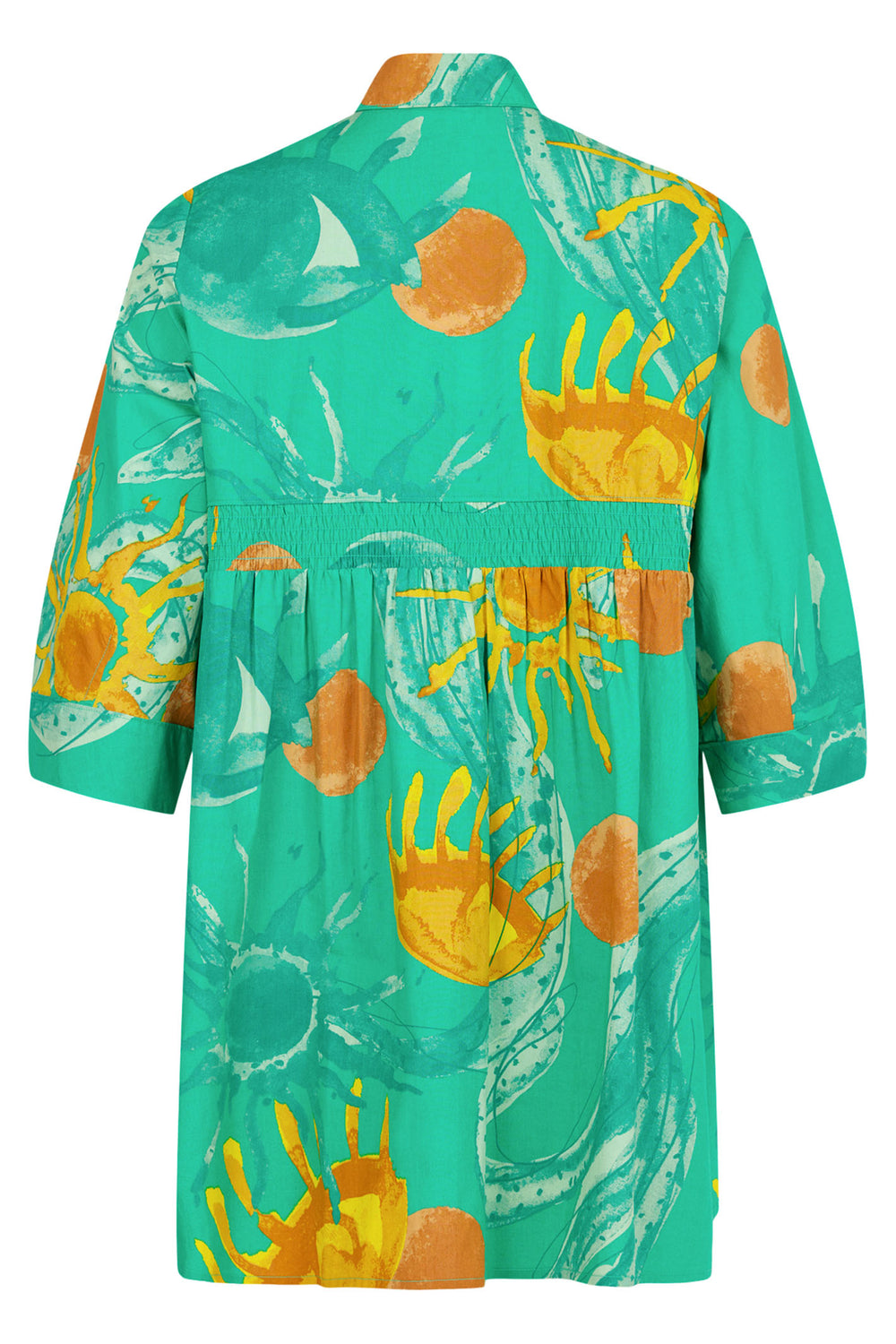 Noen 86217-81219 Green Print Cotton Tunic Shirt - Dotique