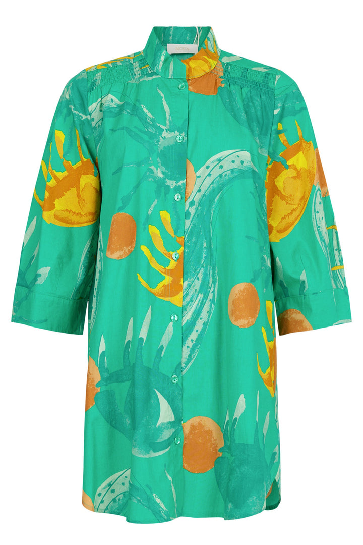 Noen 86217-81219 Green Print Cotton Tunic Shirt - Dotique