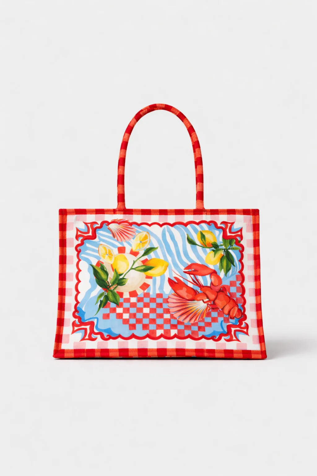 NOIB Summer Zest Canvas Large Tote Bag by Noib features colorful seaside print, shop Noib at Dotique
