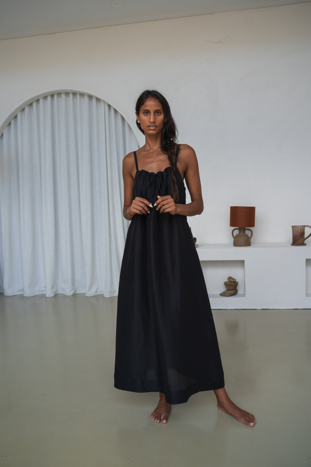 Lilly Pilly LP-D004 Nova Linen Silk Dress Black by Lilly Pilly, shop the Lilly Pilly collection at Dotique.