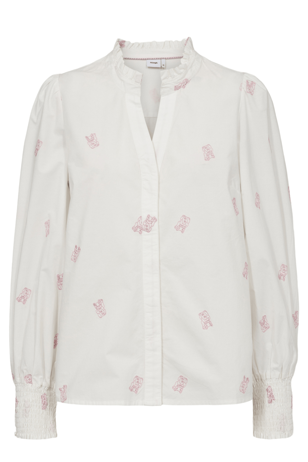 Nümph Nuyuki Shirt Cloud Dancer white shirt with pink embroidery – Dotique

