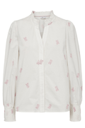 Nümph Nuyuki Shirt Cloud Dancer white shirt with pink embroidery – Dotique

