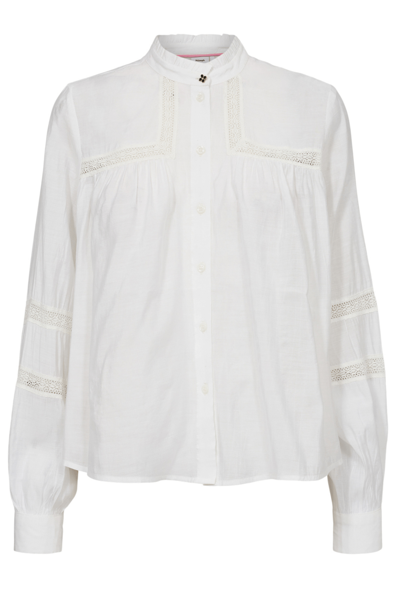 Nümph Nurika Shirt Bright White lace trim white blouse – Dotique

