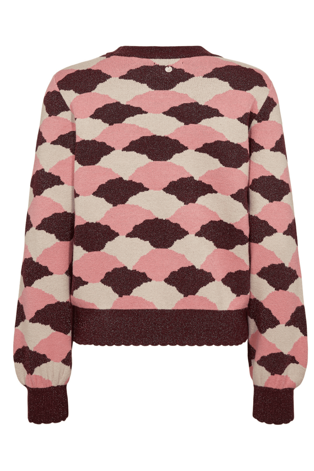 Nümph Nulila Pullover Pink Lemonade geometric pink knit jumper – Dotique

