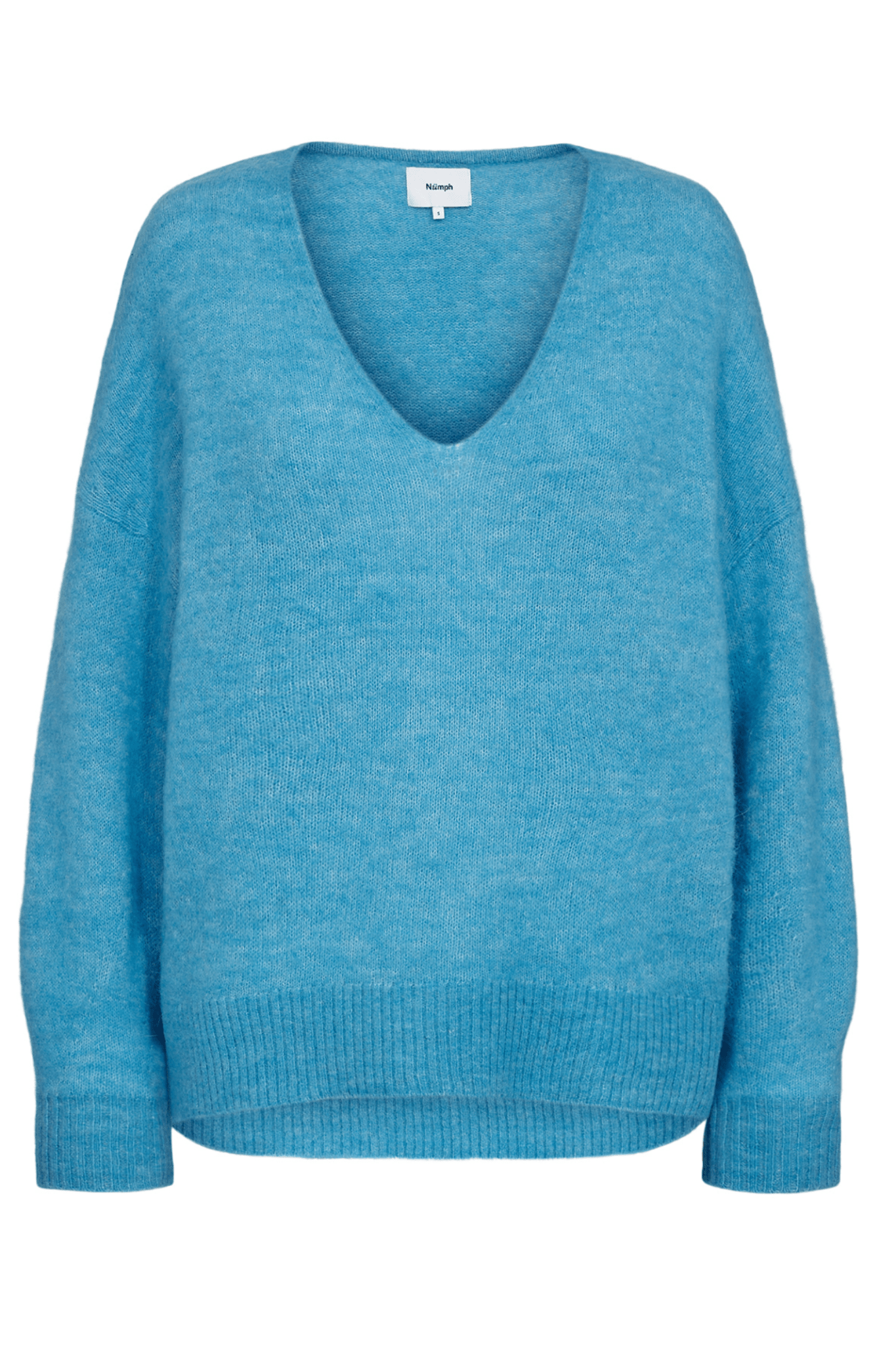 Nümph Nuriette V-Neck Pullover Aquarius blue alpaca wool jumper – Dotique

