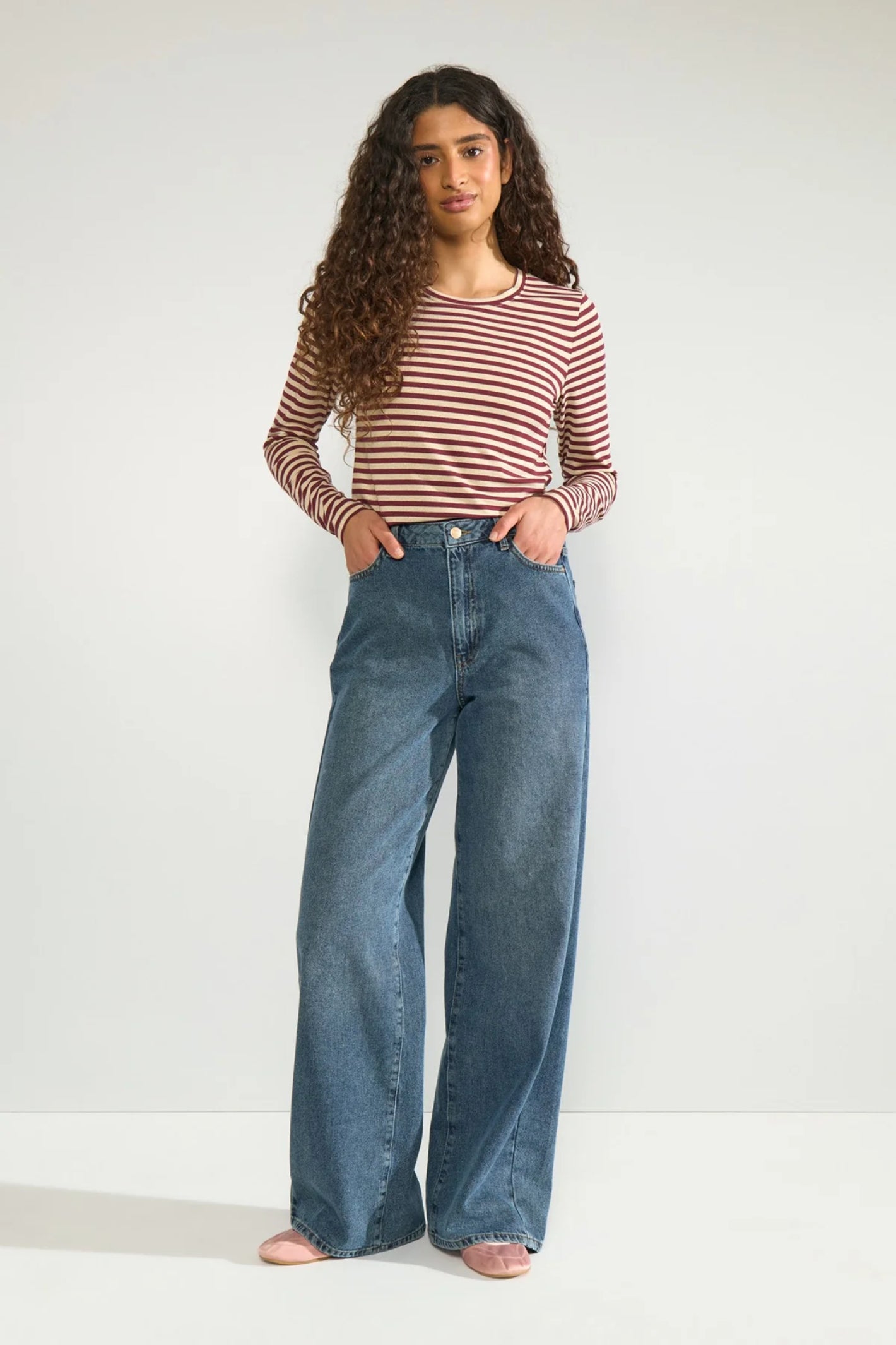 Numph 706623 Nurixie Blouse Fig Stripe Knit Top