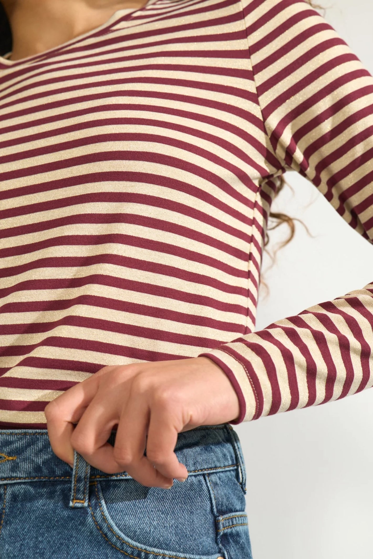 Numph 706623 Nurixie Blouse Fig Stripe Knit Top
