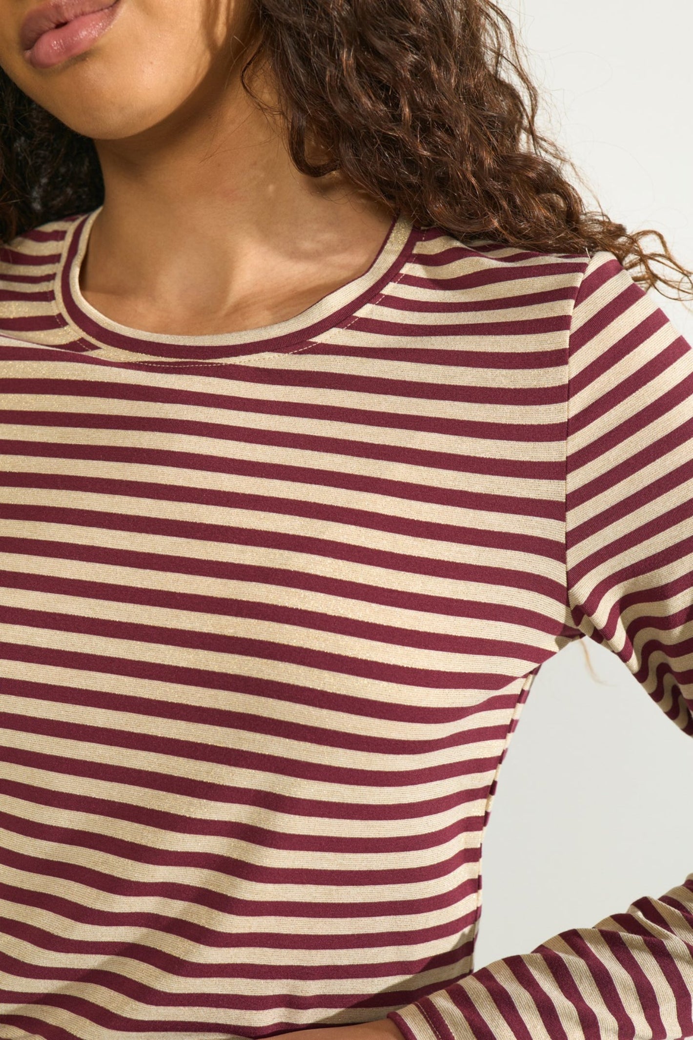 Numph 706623 Nurixie Blouse Fig Stripe Knit Top