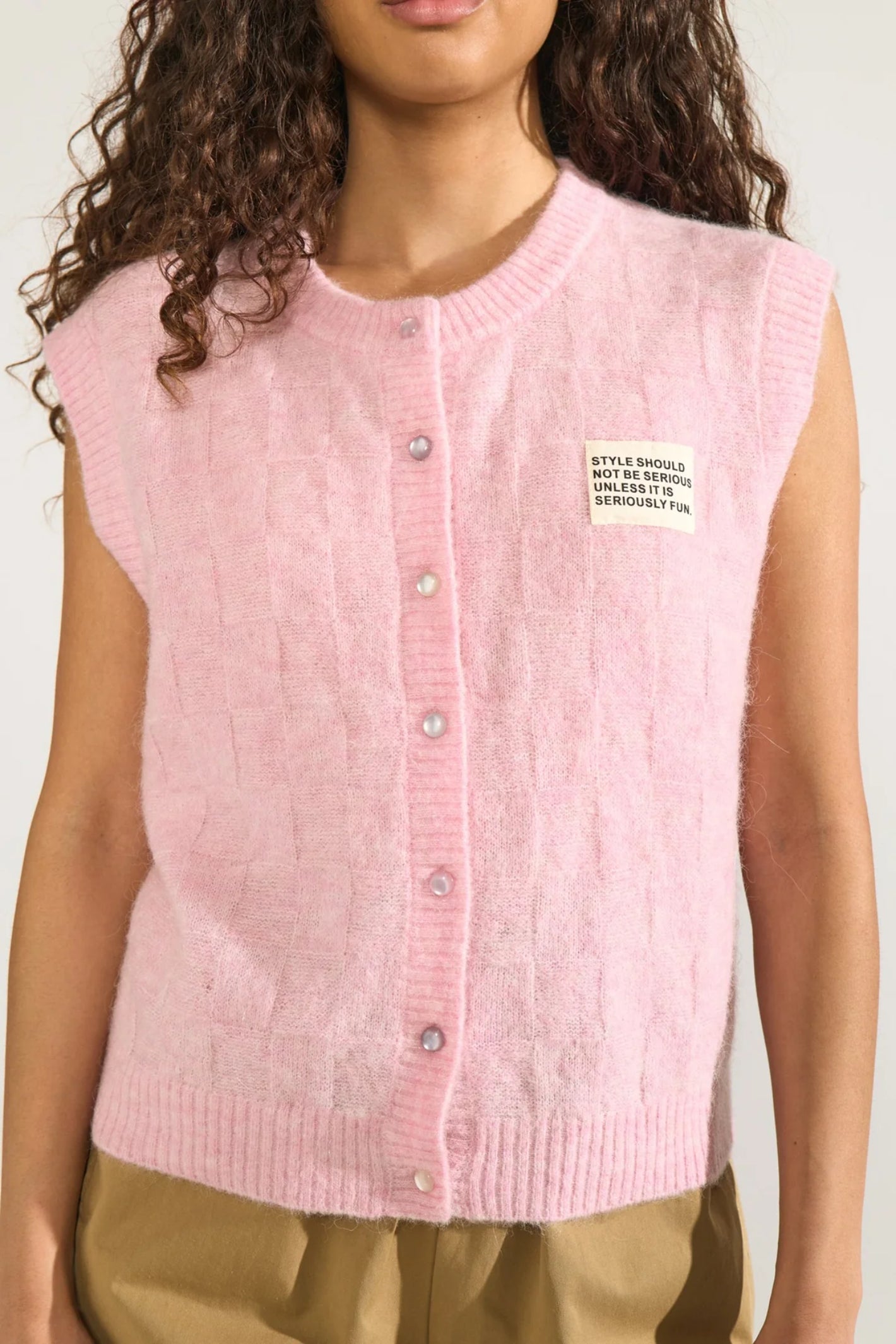 Numph 706928 NURIETTE CHECK VEST – Pink Lady