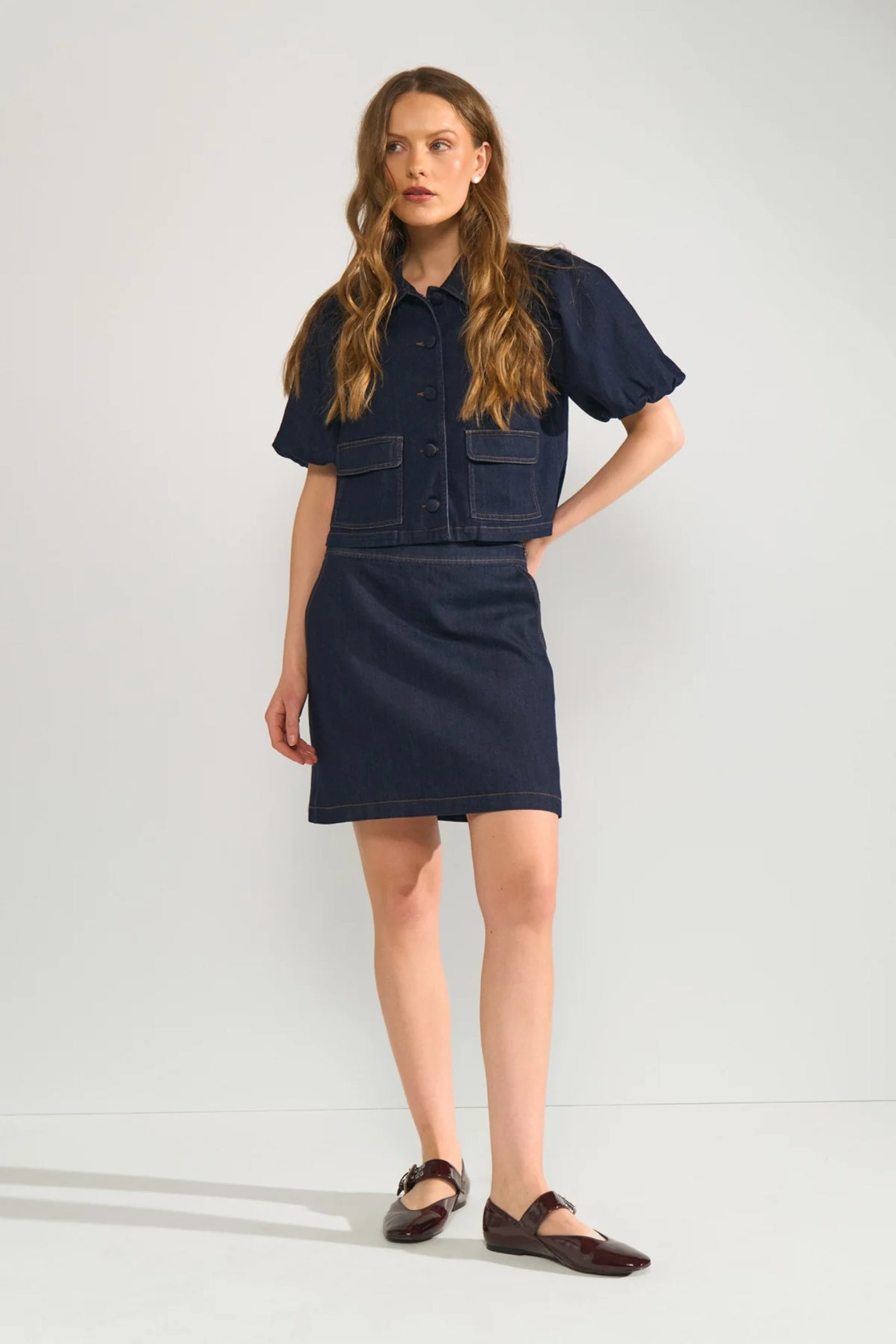 Numph 707020 NUALETTA SS Shirt – Dark Blue Denim
