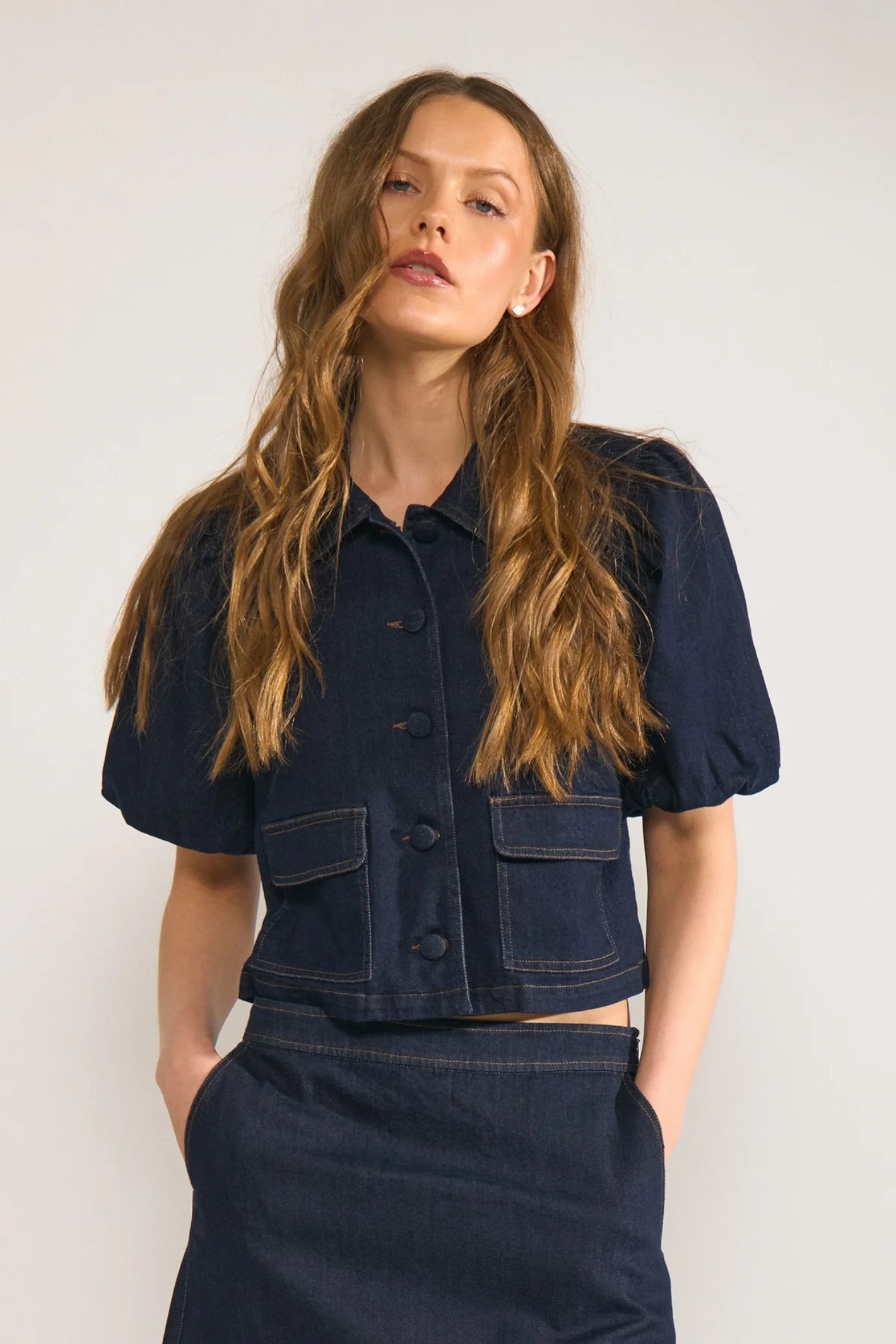 Numph 707020 NUALETTA SS Shirt – Dark Blue Denim
