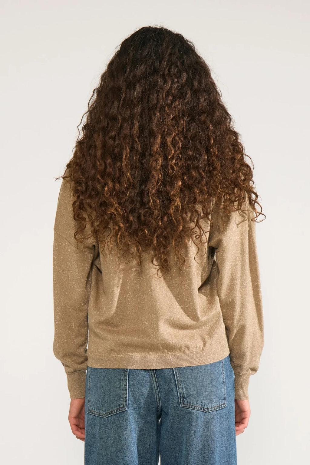 Numph 707060 NUDAYLETTA Lurex V-Neck Pullover – Silver Mink