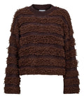 Shop the Nümph NUSHEEBA Pullover in Black Coffee at Dotique. A rich chocolate brown textured knit with wool and alpaca in a relaxed cropped shape.