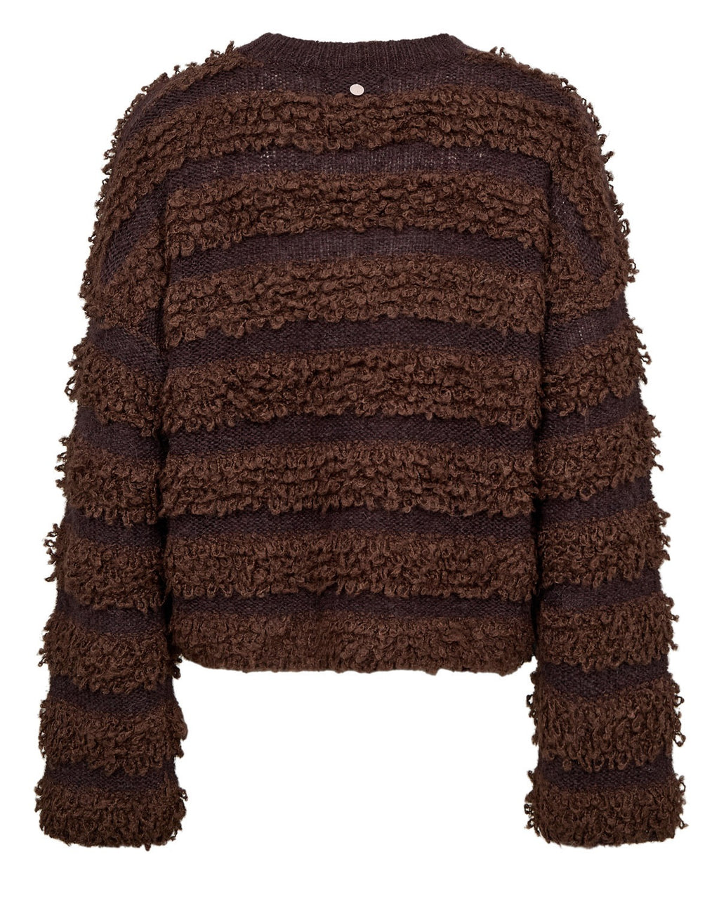 Shop the Nümph NUSHEEBA Pullover in Black Coffee at Dotique. A rich chocolate brown textured knit with wool and alpaca in a relaxed cropped shape.