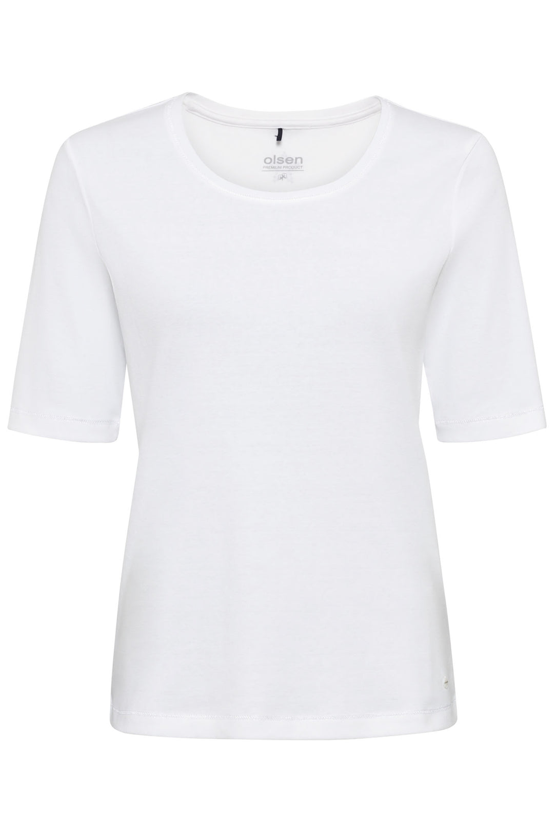 Olsen 11100177 Power White Round Neck T-Shirt - Dotique Chesterfield