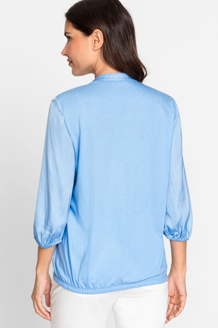 Olsen 12001866 Ciel Blue Three-Quarter Sleeve Top - Dotique